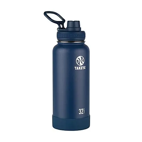 Takeya Actives insulated water bottle with spout lid in midnight color