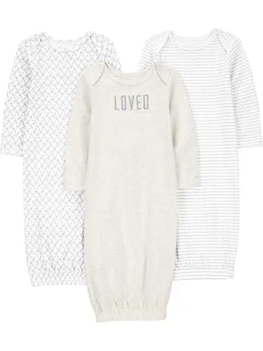 Carter's unisex baby sleeper gown in grey and white