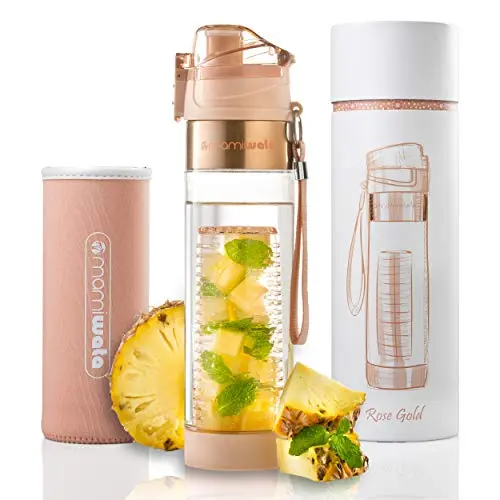 MAMI WATA 24oz fruit infuser water bottle in rose gold with bottom infusion mechanism
