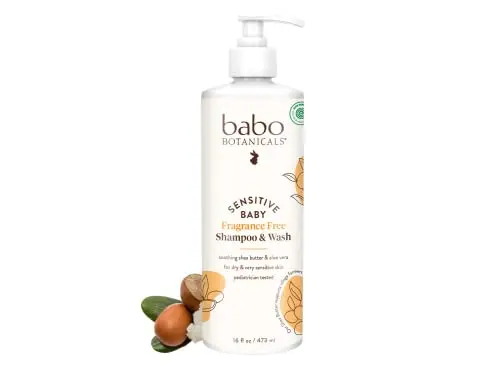 Babo Botanicals fragrance-free baby shampoo and wash bottle