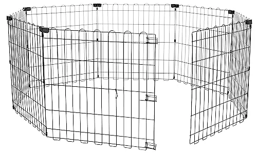 Amazon Basics octagonal metal playpen unfolded in living room