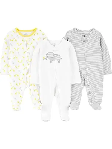 Simple Joys by Carter's 3-pack sleep and play outfits with elephant and giraffe prints