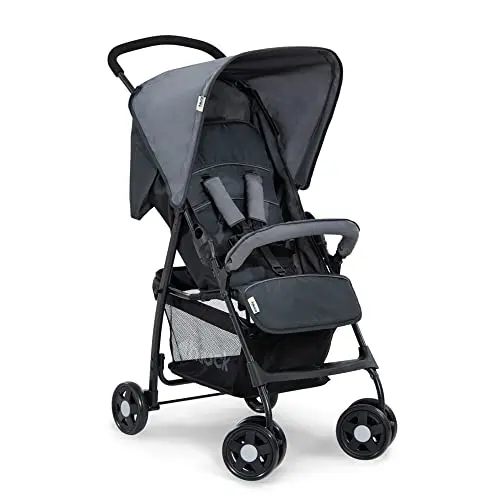 Hauck lightweight foldable travel stroller in charcoal/stone