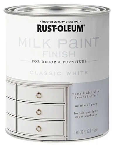 Rust-Oleum milk paint finish in classic white color
