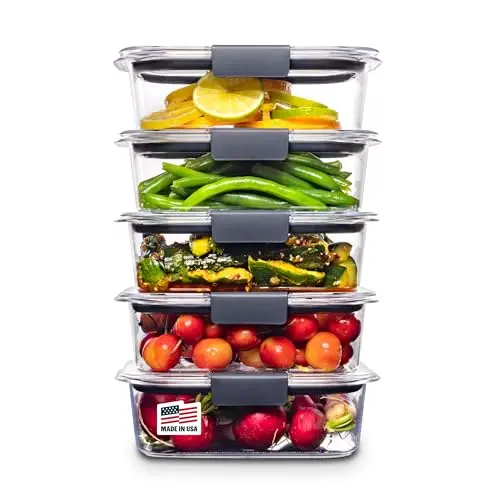 Rubbermaid Brilliance food storage containers with clear lids and secure latches