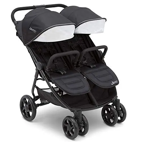 Jeep Destination Ultralight double stroller in midnight black with wheels