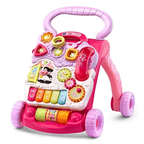 VTech pink sit-to-stand learning walker with activity tray