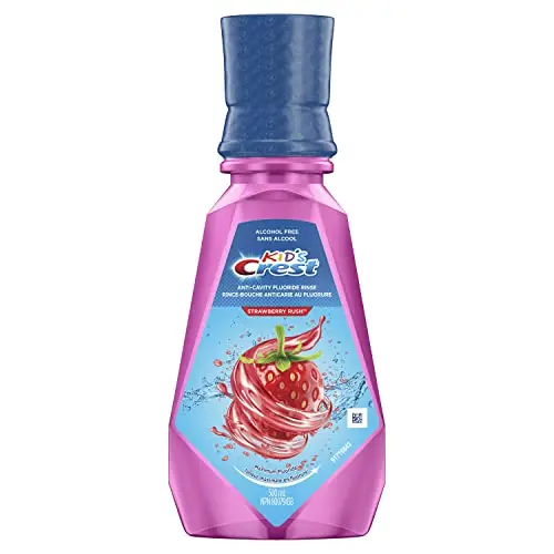 Crest Kids Strawberry Fluoride Mouthwash bottle