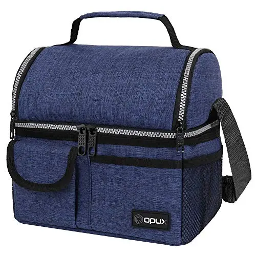 OPUX insulated lunch box in navy blue with dual compartments