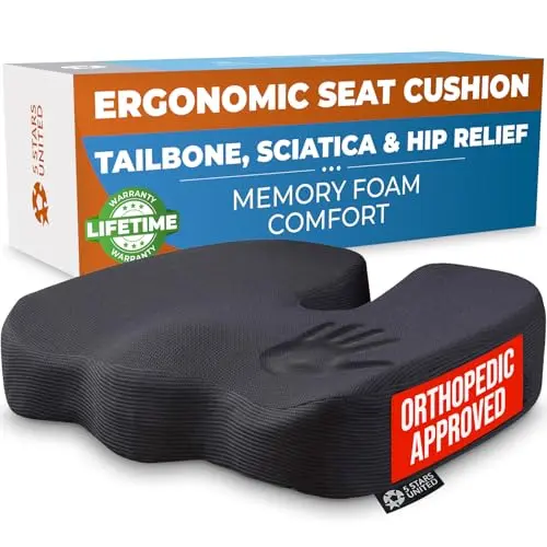 5 STARS UNITED firm memory foam seat cushion with U-shaped cutout