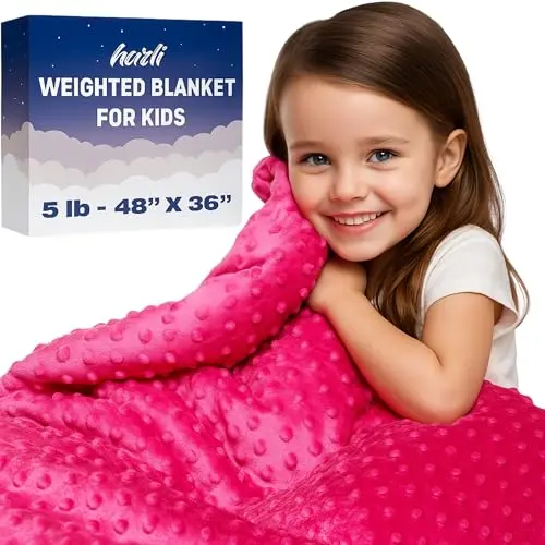 HAZLI pink minky dot weighted blanket for kids