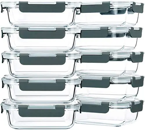 M MCIRCO 10-pack glass meal prep containers in gray