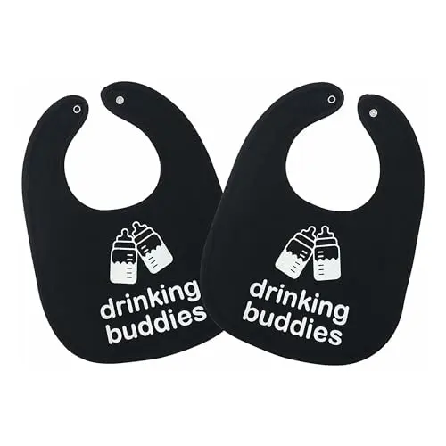 TWINSTUFF Drinking Buddies Twin Bibs set for twin babies