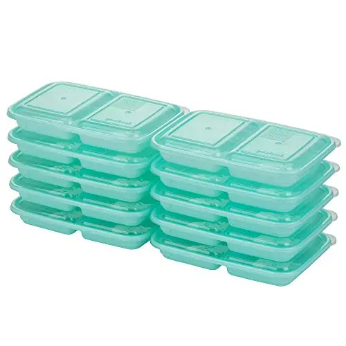 GoodCook 2-compartment food storage container with snap-shut lid in blue
