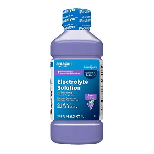 Amazon Basic Care Pediatric Electrolyte Solution grape flavor bottle