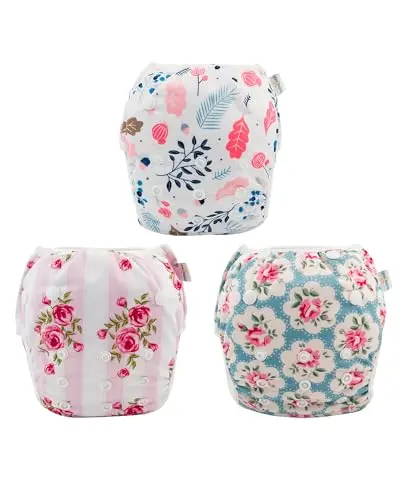 Babygoal reusable swim diapers 3-pack with flower design for infants