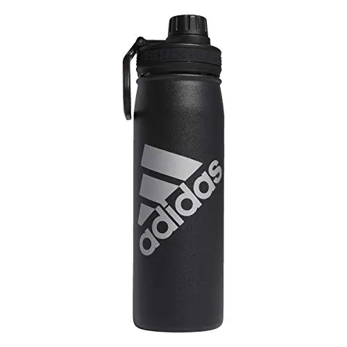 adidas stainless steel water bottle in black and silver metallic finish