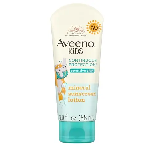 Aveeno Kids mineral sunscreen tube with zinc oxide formulation