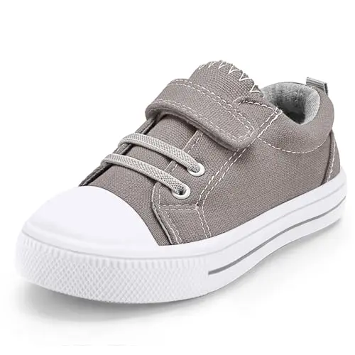 K KomForme toddler canvas sneakers in grey with hook and loop straps