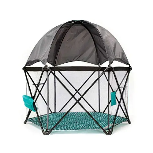 Baby Delight portable playard with mesh walls and removable sun canopy