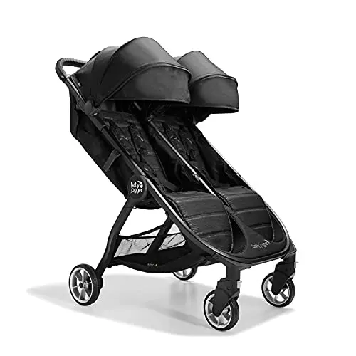 Baby Jogger City Tour 2 Double Stroller folded compactly for easy travel storage