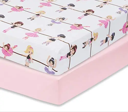 Everyday Kids fitted crib sheets in ballerina pink pattern