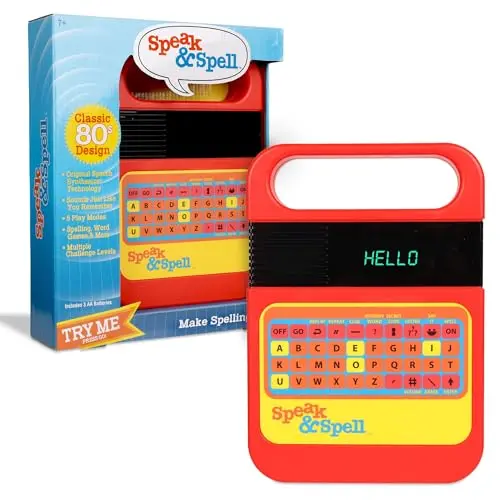 Speak & Spell electronic spelling game with retro design