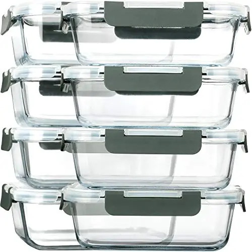 M MCIRCO 8-pack glass meal prep containers in gray