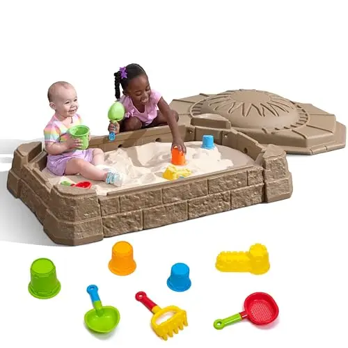 Step2 Naturally Playful Sandbox II with built-in seats and accessories