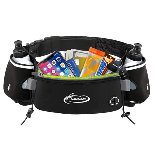AiRunTech hydration running belt with included water bottles