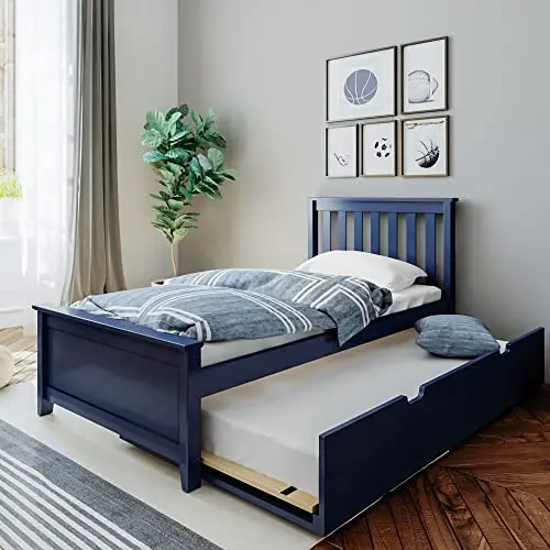 Max & Lily twin bed with trundle in blue finish for kids