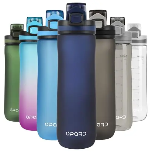 Opard 20oz BPA-free plastic water bottle with flip top in blue