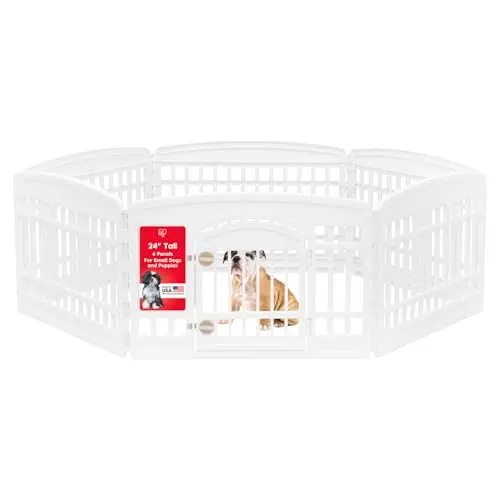 IRIS USA 6-panel playpen with door in open area