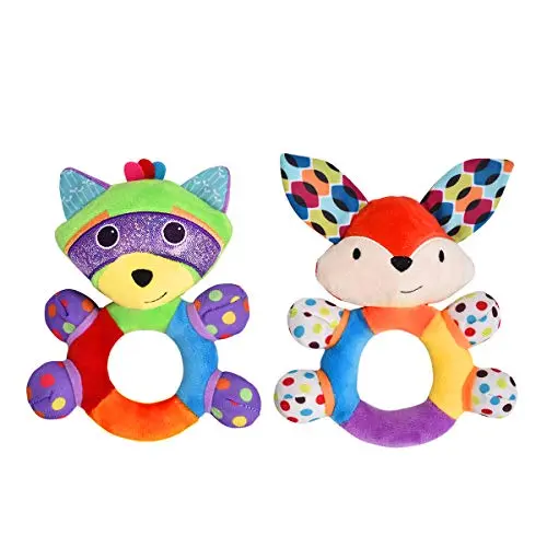 HAHA Baby soft plush teething rattle with animal design