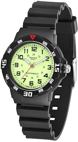 Children waterproof analog watch with simple dial for easy reading