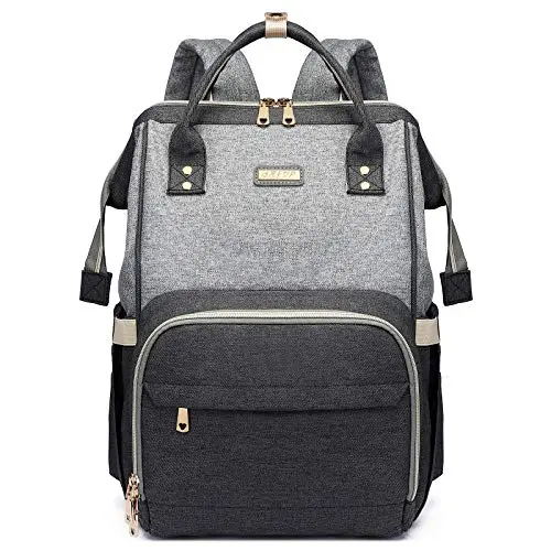 GAIVP quilted diaper backpack in dark grey with light grey accents