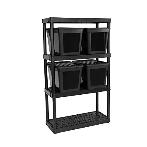 Gracious Living 4-shelf storage unit with included storage bins