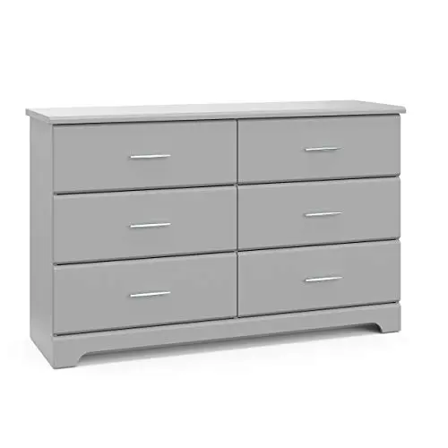 Storkcraft Brookside pebble gray 6-drawer dresser for kids rooms