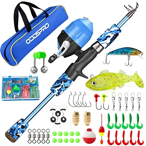ODDSPRO kids fishing starter kit with tackle box