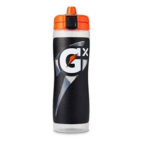 Gatorade Gx squeeze bottle in black with customizable ID ring