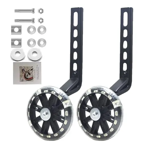 Gugou black training wheels with anti-slip design for kids bicycles