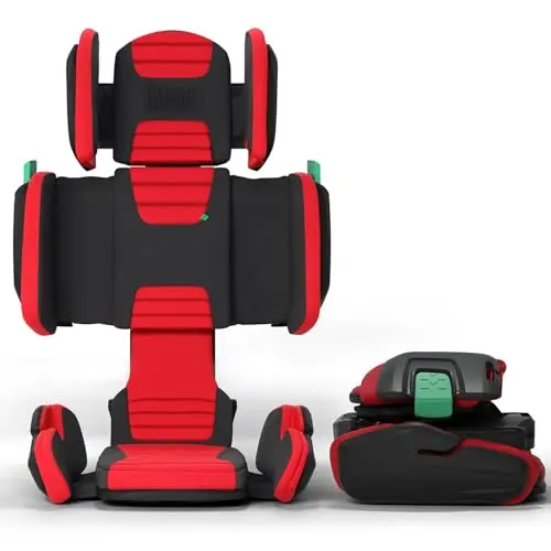 Mifold Hifold adjustable high back booster car seat in racing red