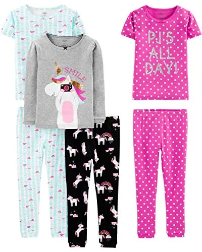 Simple Joys by Carter's girls 6-piece pajama set with multiple patterns