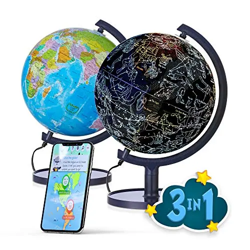 SJSMARTGLOBE interactive globe with LED constellations and app compatibility
