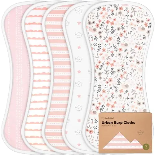 KeaBabies organic burp cloths showing figure-8 shape for shoulder coverage