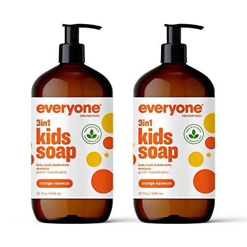 Everyone 3-in-1 kids soap bottle with orange squeeze design