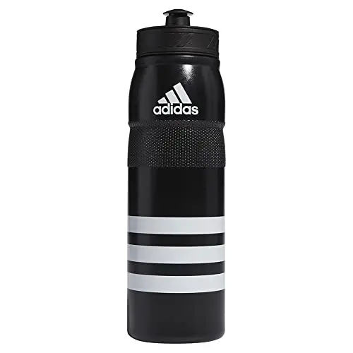 adidas Stadium plastic sports water bottle in black and white