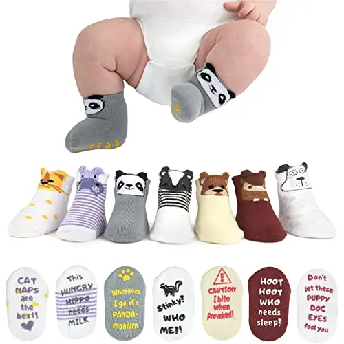 ZIRI & ZANE baby sock gift set with animal designs and cute quotes