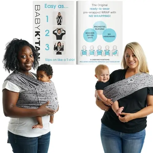 Baby K'tan plus-size baby carrier in sweetheart grey color