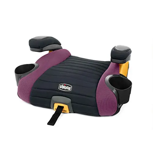 Chicco GoFit Plus backless booster car seat showing contoured design and carry handle